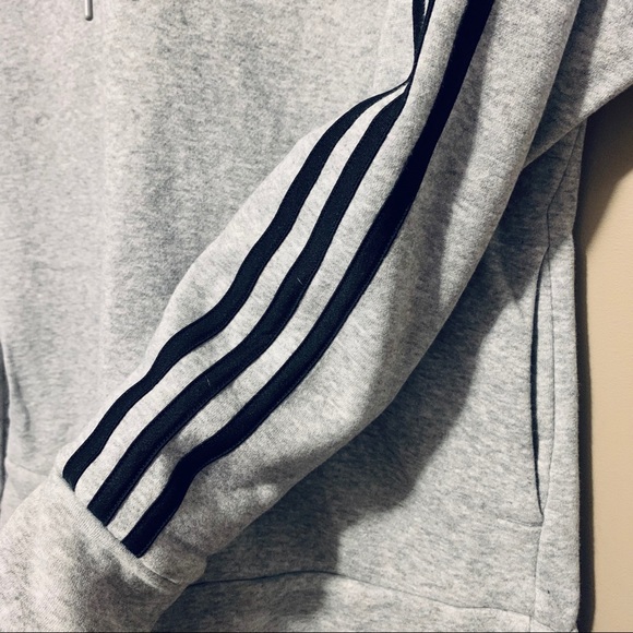 Adidas - Grey hoodie with black stripes & pockets - Picture 1 of 4